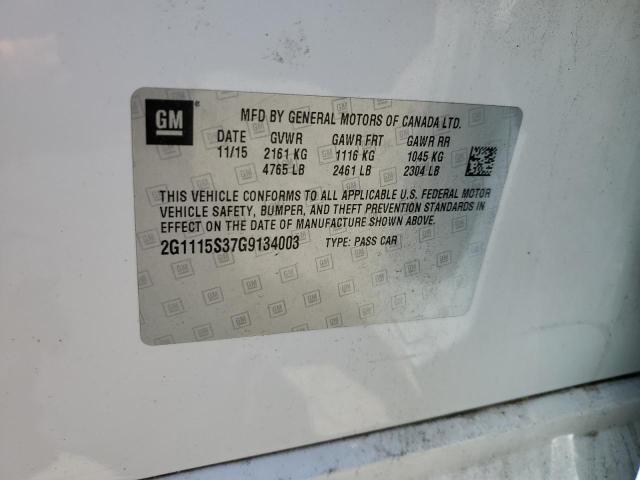 2016 Chevrolet Impala Lt VIN: 2G1115S37G9134003 Lot: 51831214