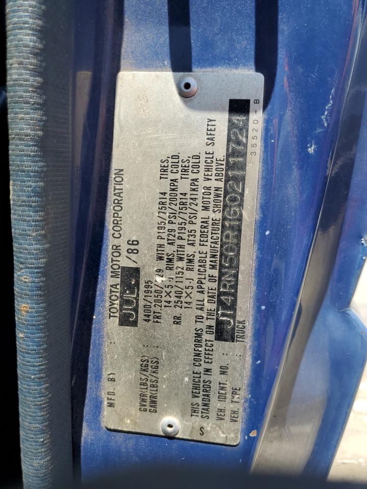 JT4RN50R1G0211724 1986 Toyota Pickup 1/2 Ton Rn50
