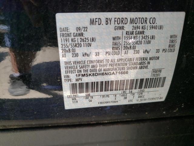 2022 Ford Explorer Xlt VIN: 1FMSK8DH6NGA71666 Lot: 56602184
