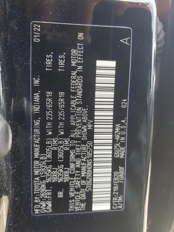 5TDGZRBH0NS185750 2022 Toyota Highlander Xle