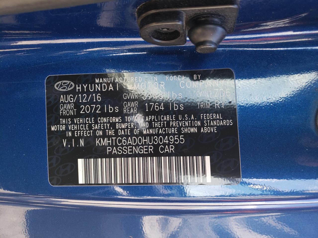 KMHTC6AD0HU304955 2017 Hyundai Veloster