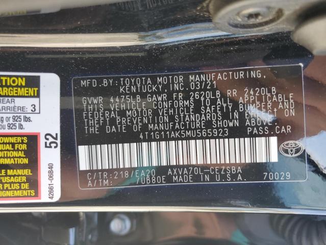 VIN 4T1G11AK5MU565923 2021 Toyota Camry, SE no.12