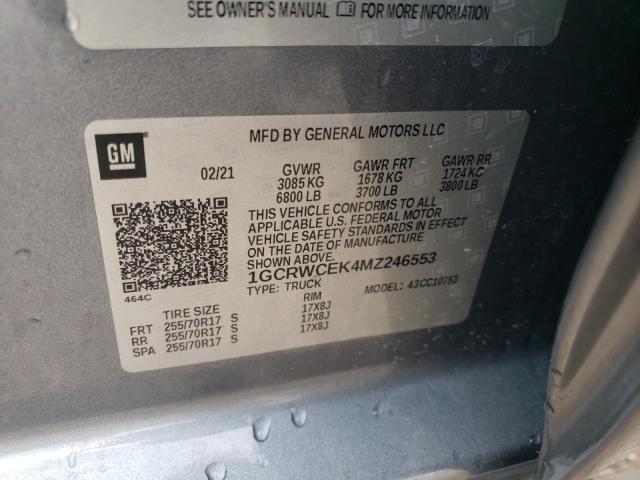 2021 Chevrolet Silverado C1500 Lt VIN: 1GCRWCEK4MZ246553 Lot: 54785714