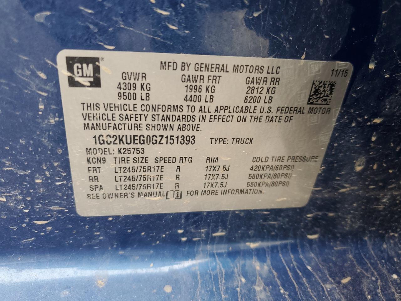 1GC2KUEG0GZ151393 2016 Chevrolet Silverado K2500 Heavy Duty