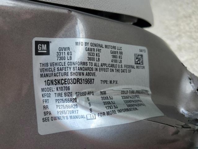 2013 Chevrolet Tahoe K1500 Ltz VIN: 1GNSKCE03DR319687 Lot: 56385124