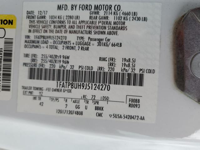 2018 Ford Mustang VIN: 1FATP8UH9J5124270 Lot: 55185314