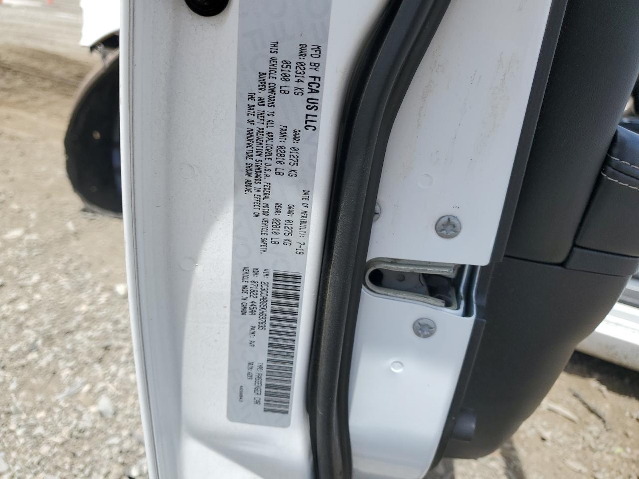 2C3CCABG5KH697835 2019 Chrysler 300 S