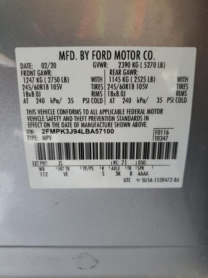 2FMPK3J94LBA57100 2020 Ford Edge Sel