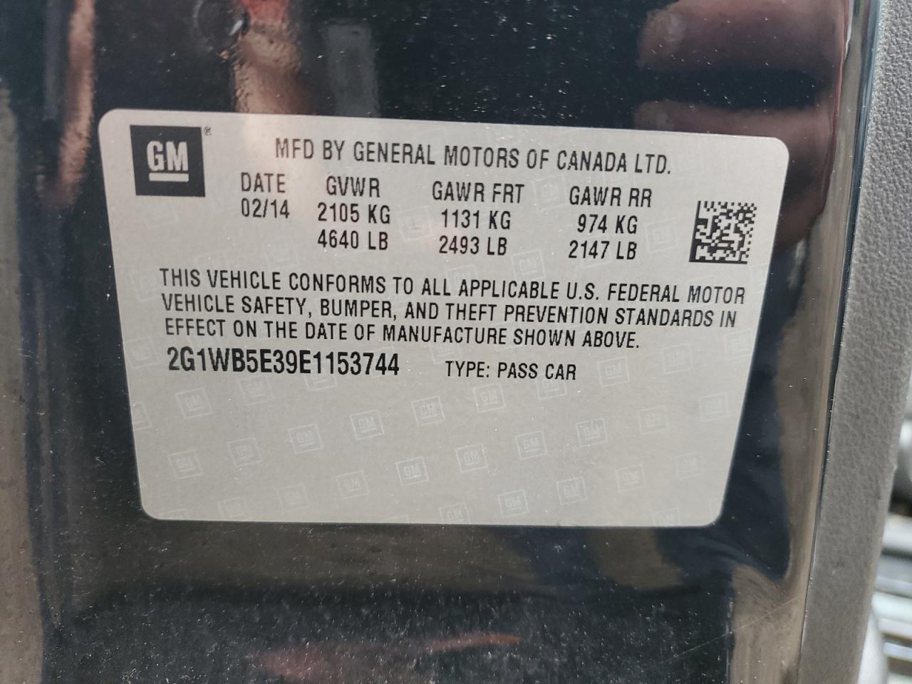 2G1WB5E39E1153744 2014 Chevrolet Impala Limited Lt