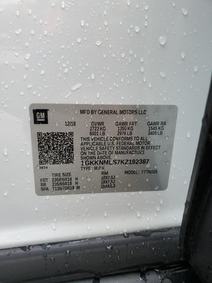 1GKKNMLS7KZ192387 2019 GMC Acadia Slt-1