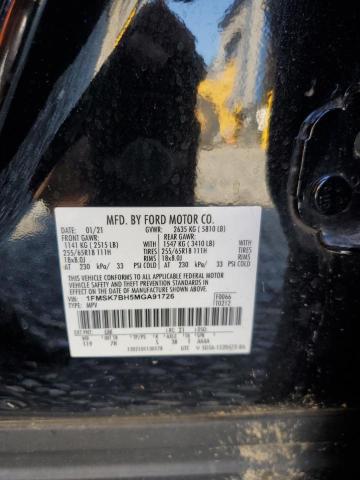 2021 Ford Explorer VIN: 1FMSK7BH5MGA91726 Lot: 55760994