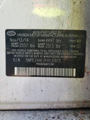 2015 Hyundai Sonata Se VIN: 5NPE24AF2FH131615 Lot: 55713244