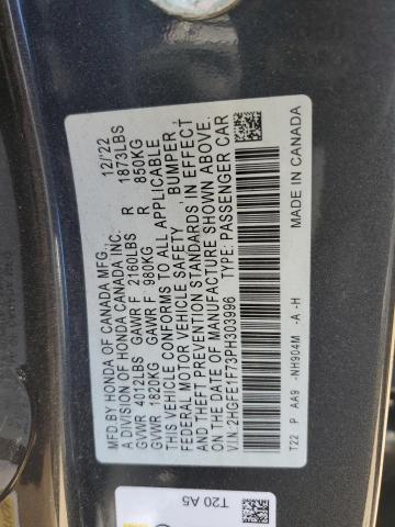 2023 Honda Civic Ex VIN: 2HGFE1F73PH303996 Lot: 56460784