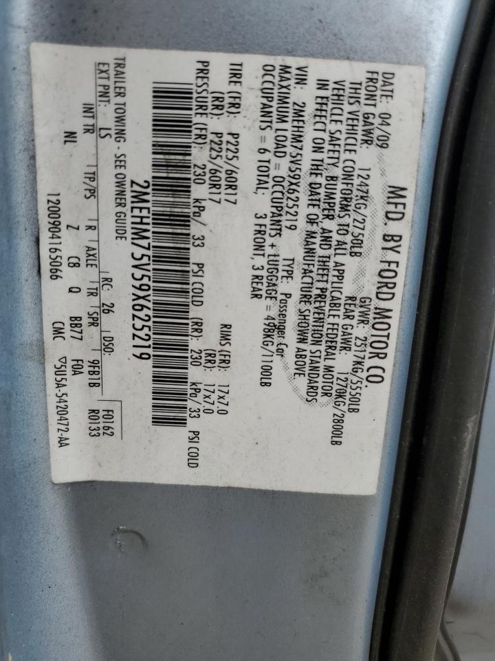 2MEHM75V59X625219 2009 Mercury Grand Marquis Ls