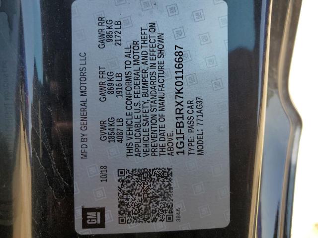 2019 Chevrolet Camaro Ls VIN: 1G1FB1RX7K0116687 Lot: 54676454