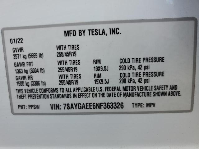 7SAYGAEE6NF363326 Tesla Model Y  13