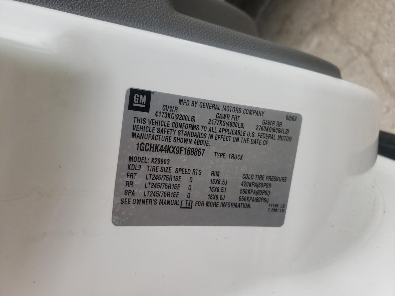 1GCHK44KX9F168867 2009 Chevrolet Silverado K2500 Heavy Duty