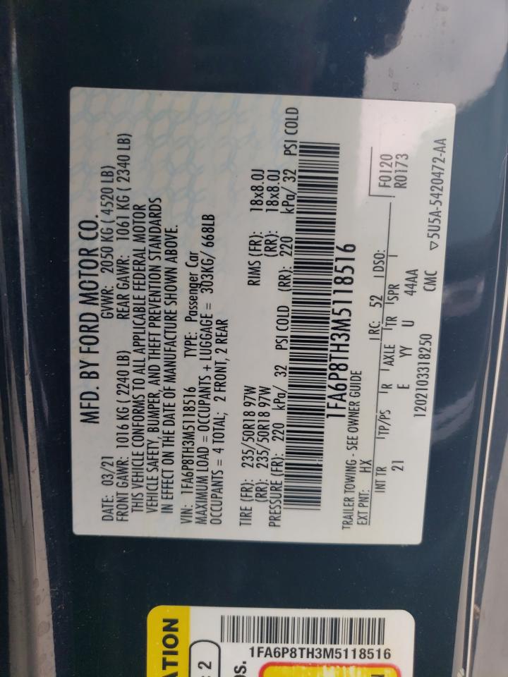 1FA6P8TH3M5118516 2021 Ford Mustang