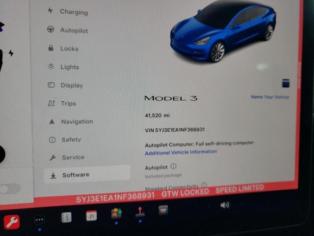 2022 Tesla Model 3 VIN: 5YJ3E1EA1NF368931 Lot: 55683104