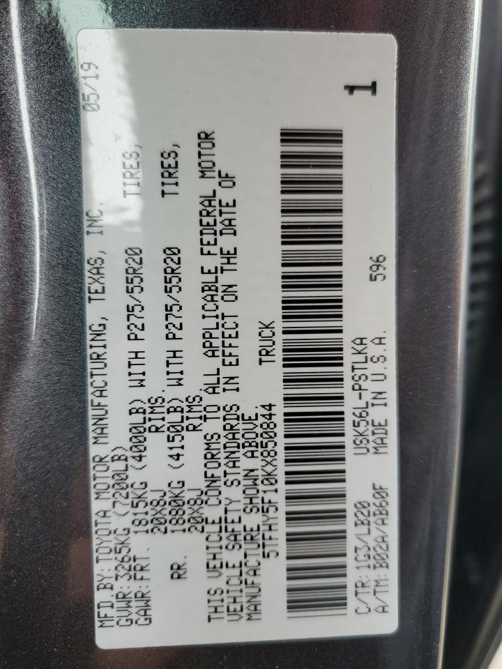 5TFHY5F10KX850844 2019 Toyota Tundra Crewmax Limited