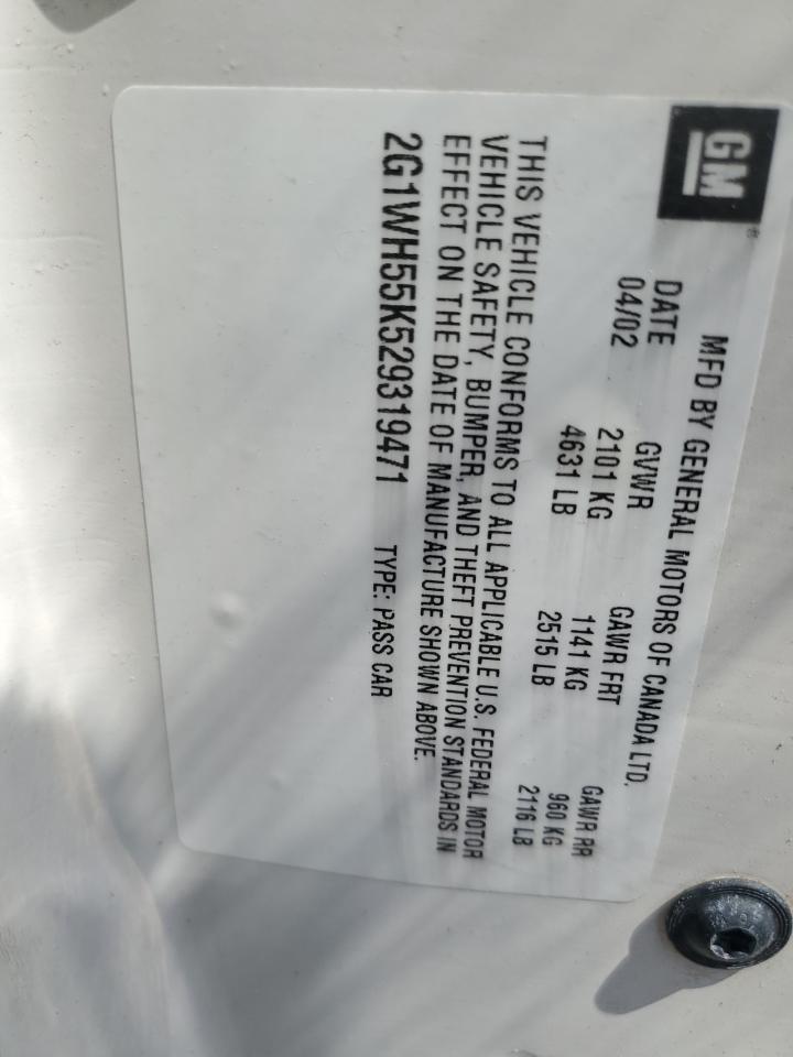 2G1WH55K529319471 2002 Chevrolet Impala Ls