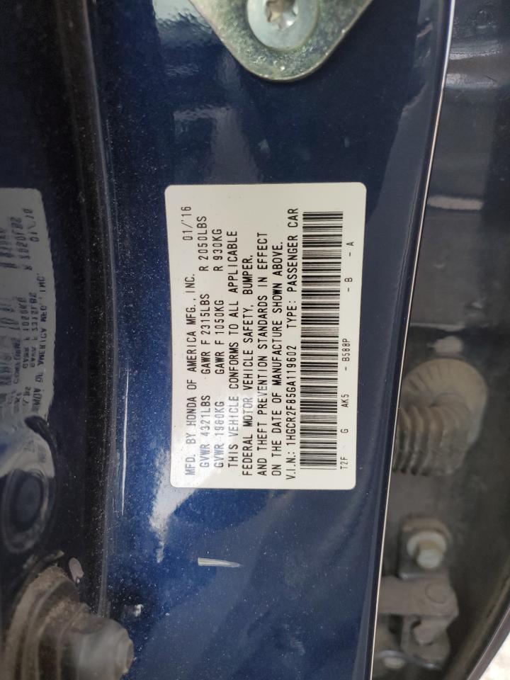 1HGCR2F85GA119602 2016 Honda Accord Exl