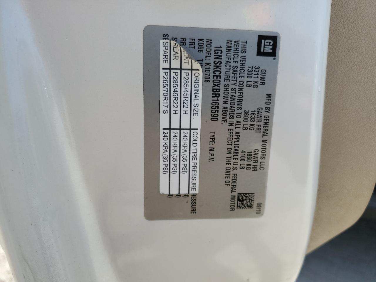 1GNSKCE0XBR165590 2011 Chevrolet Tahoe K1500 Ltz