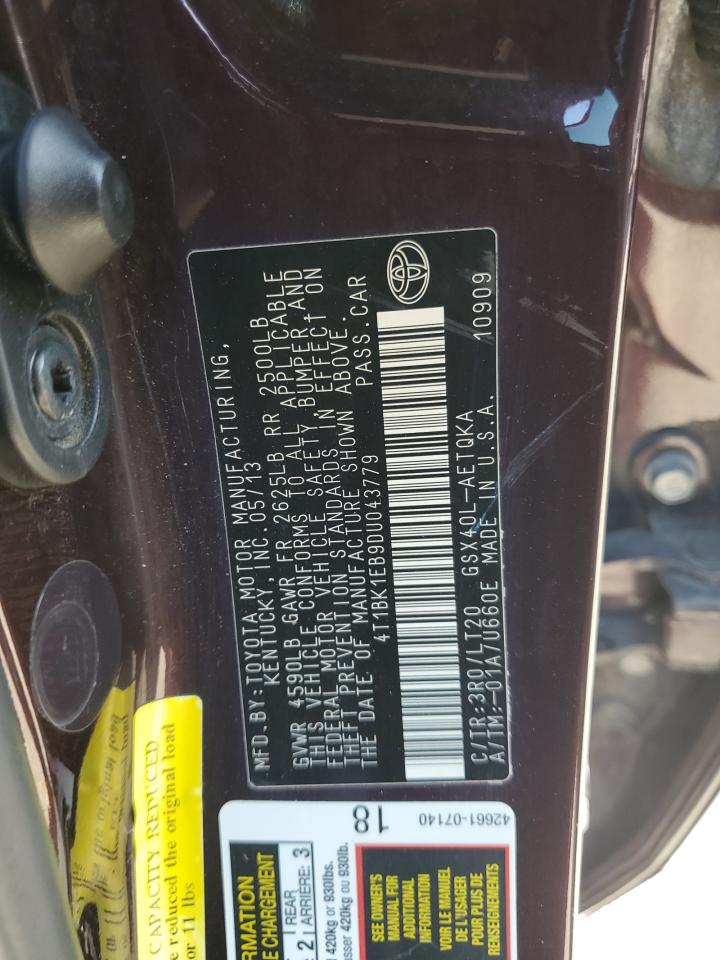 4T1BK1EB9DU043779 2013 Toyota Avalon Base