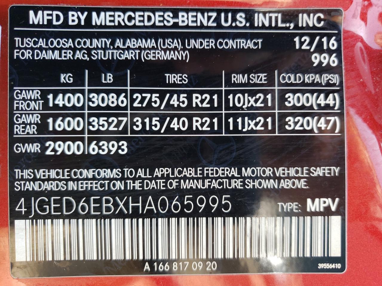 4JGED6EBXHA065995 2017 Mercedes-Benz Gle Coupe 43 Amg