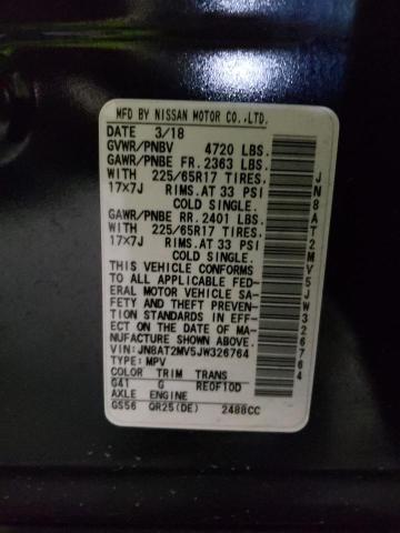 2018 Nissan Rogue S VIN: JN8AT2MV5JW326764 Lot: 54052504