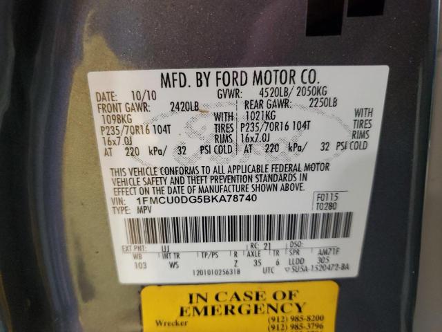 2011 Ford Escape Xlt VIN: 1FMCU0DG5BKA78740 Lot: 54201024