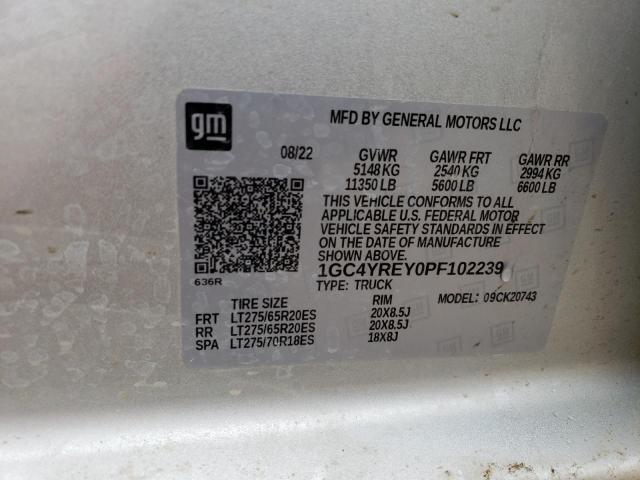 VIN 1GC4YREY0PF102239 2023 CHEVROLET ALL Models no.12