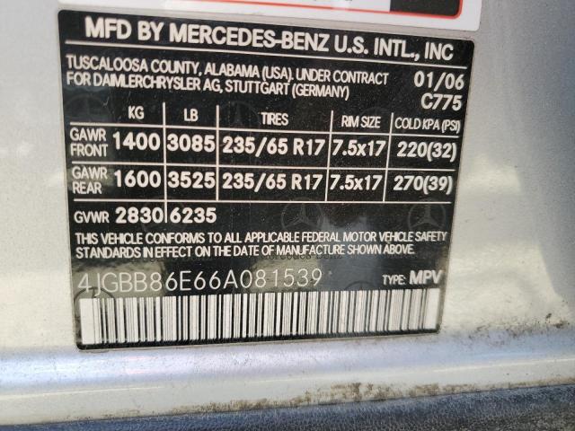 2006 Mercedes-Benz Ml 350 VIN: 4JGBB86E66A081539 Lot: 54097684