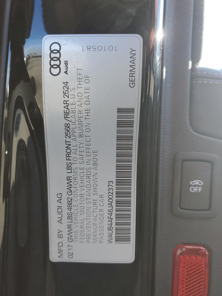WAUB4AF46JA002373 2018 Audi S4 Premium Plus