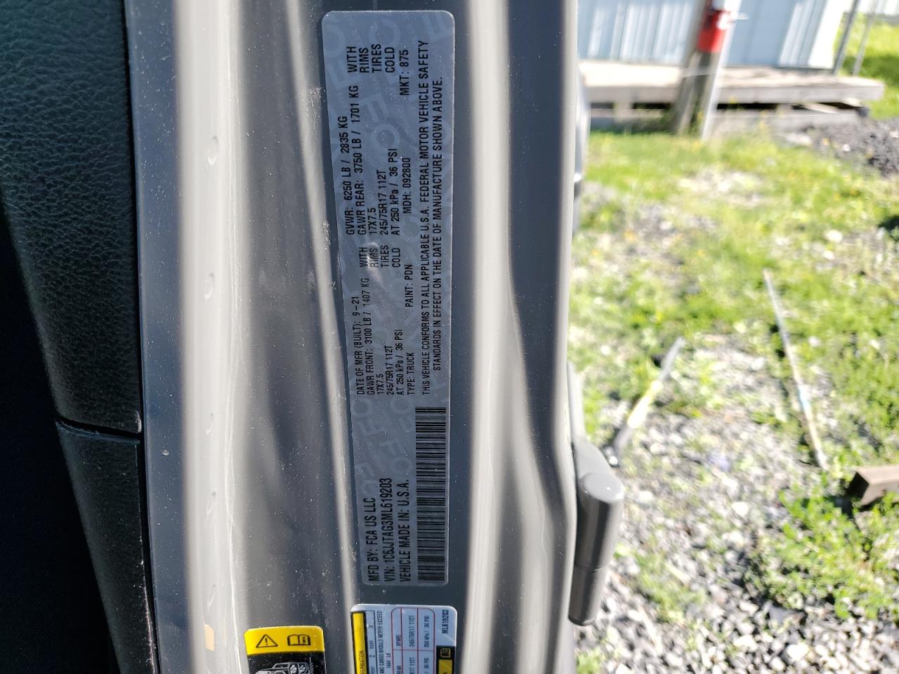 1C6JJTAG3ML619203 2021 Jeep Gladiator Sport