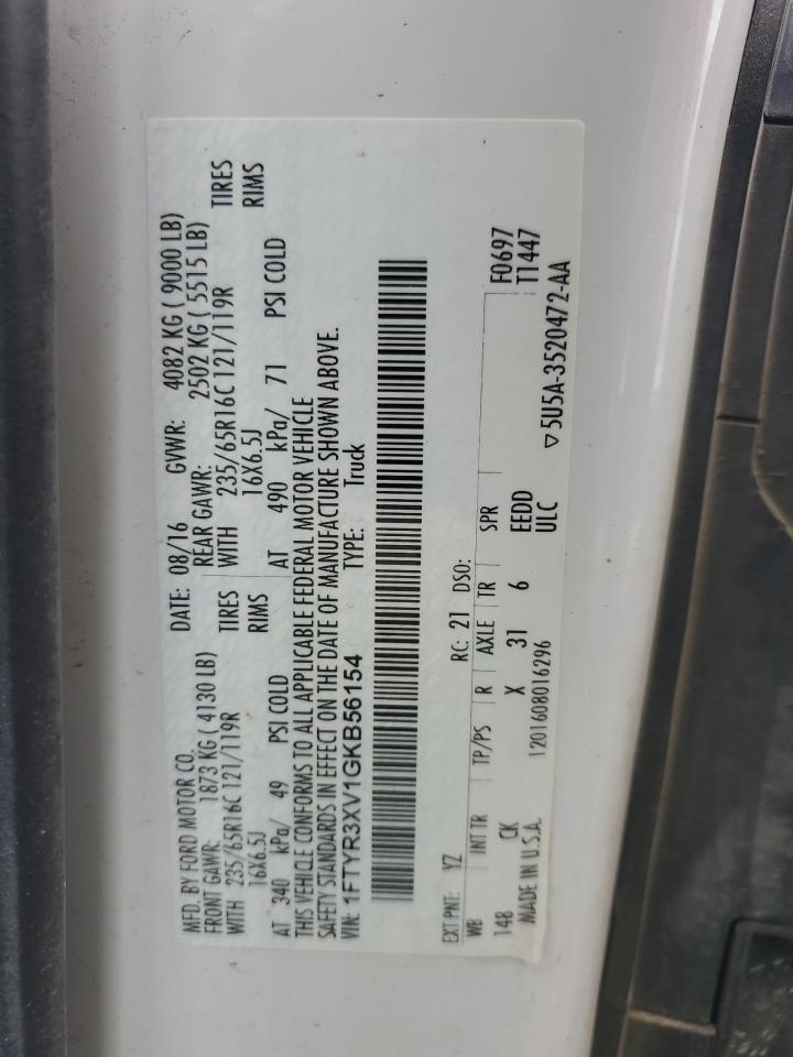 1FTYR3XV1GKB56154 2016 Ford Transit T-250