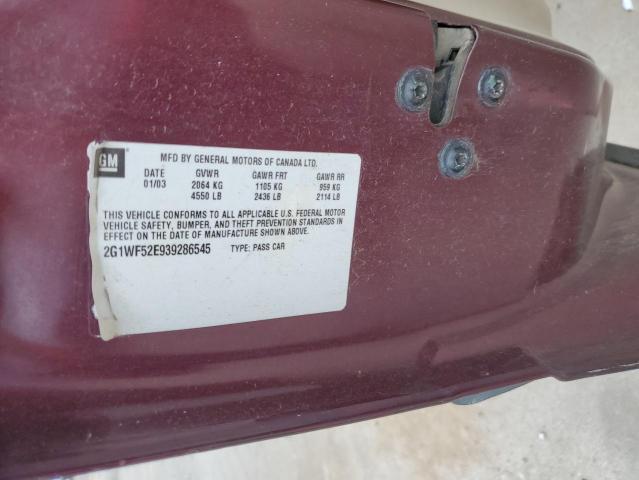 2003 Chevrolet Impala VIN: 2G1WF52E939286545 Lot: 55170144