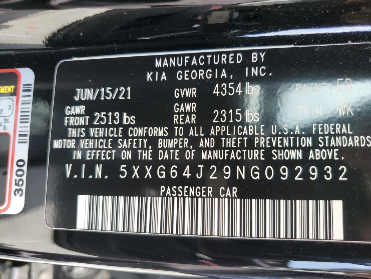 5XXG64J29NG092932 2022 Kia K5 Gt Line