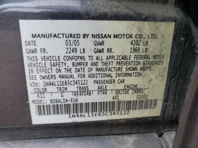 2005 Nissan Altima S VIN: 1N4AL11E65C345122 Lot: 56023944