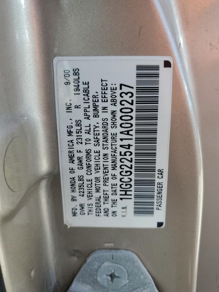 1HGCG22541A000237 2001 Honda Accord Ex