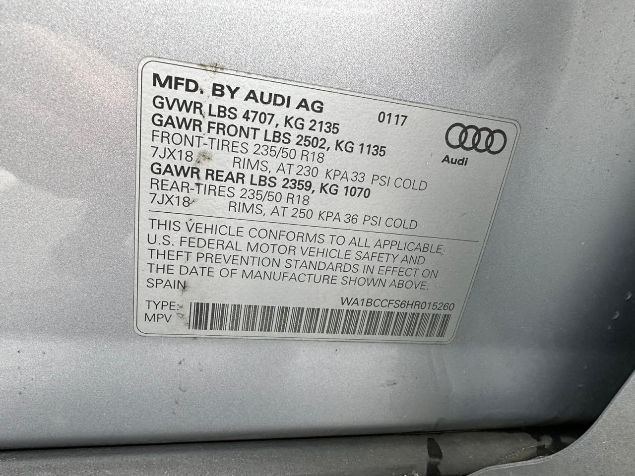 WA1BCCFS6HR015260 2017 Audi Q3 Premium