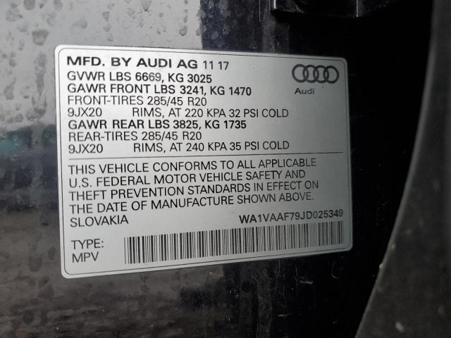 Lot #2519375984 2018 AUDI Q7 PRESTIG salvage car