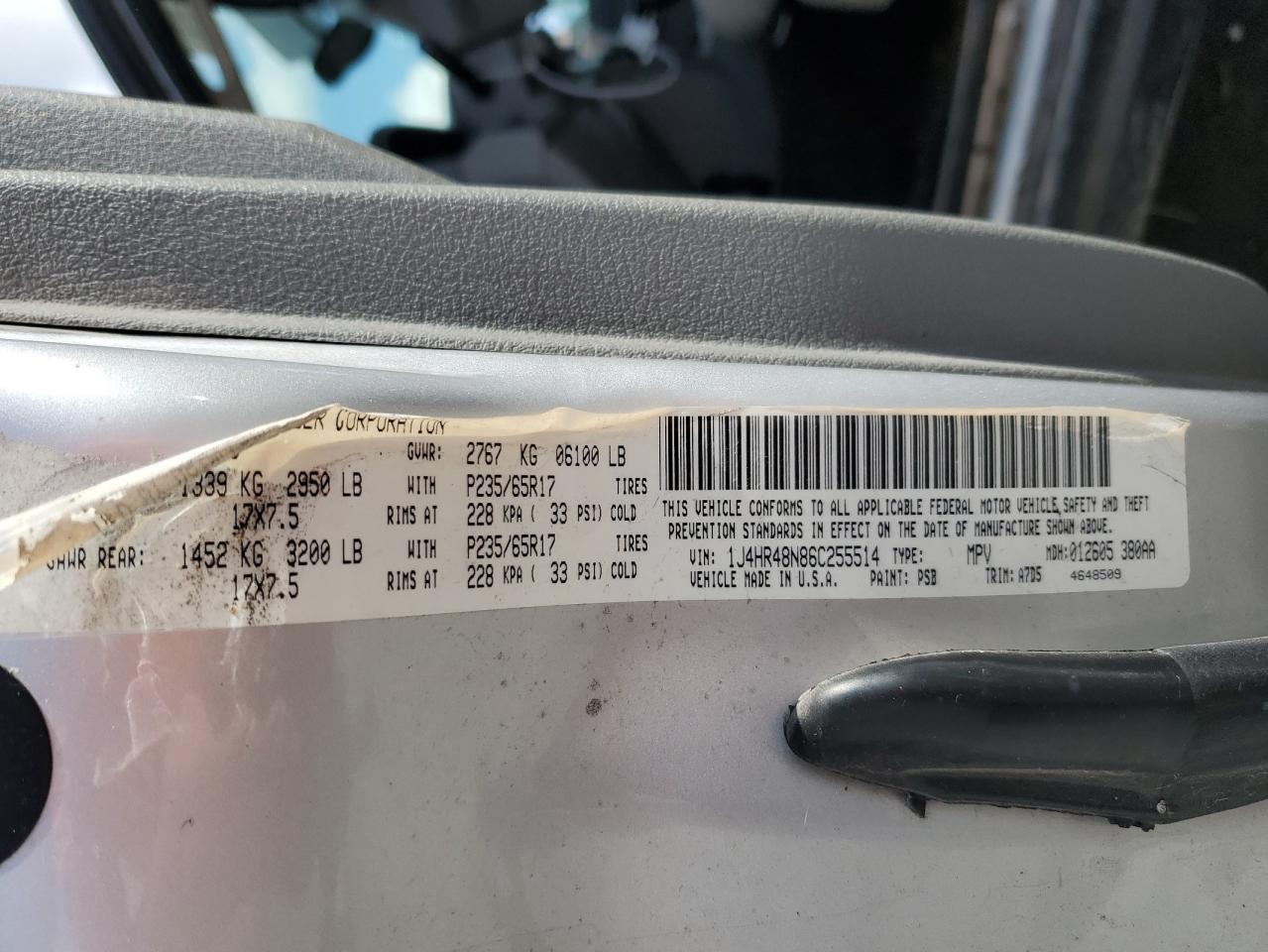 1J4HR48N86C255514 2006 Jeep Grand Cherokee Laredo