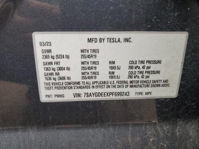 2023 Tesla Model Y VIN: 7SAYGDEEXPF699243 Lot: 54444934