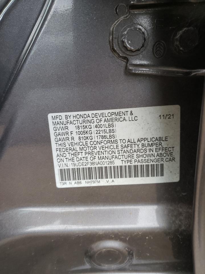 19UDE2F38NA001285 2022 Acura Ilx