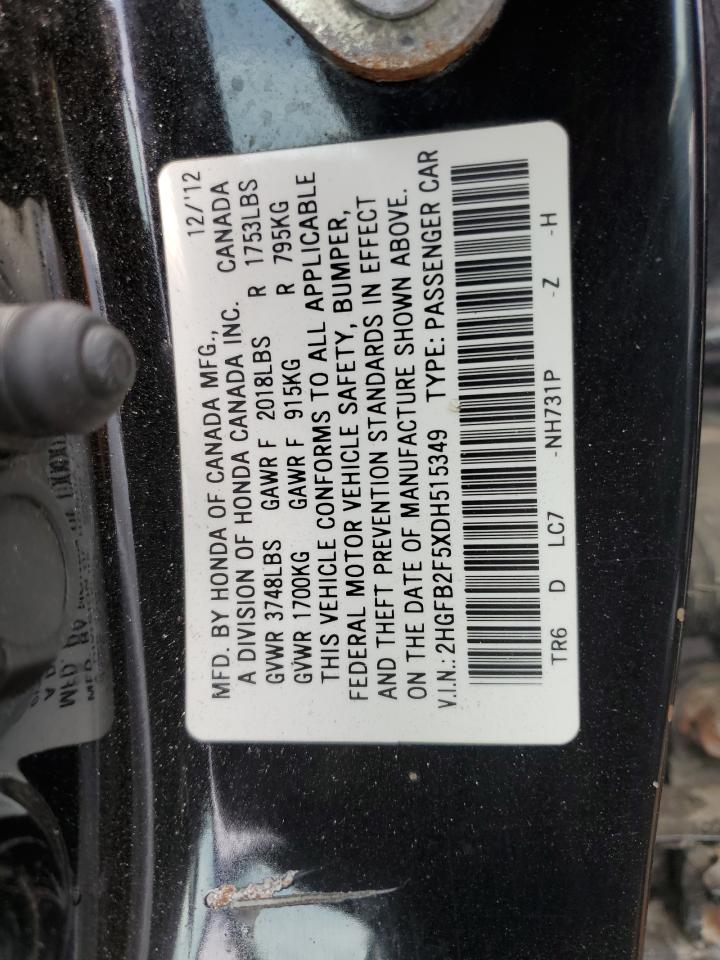 2HGFB2F5XDH515349 2013 Honda Civic Lx