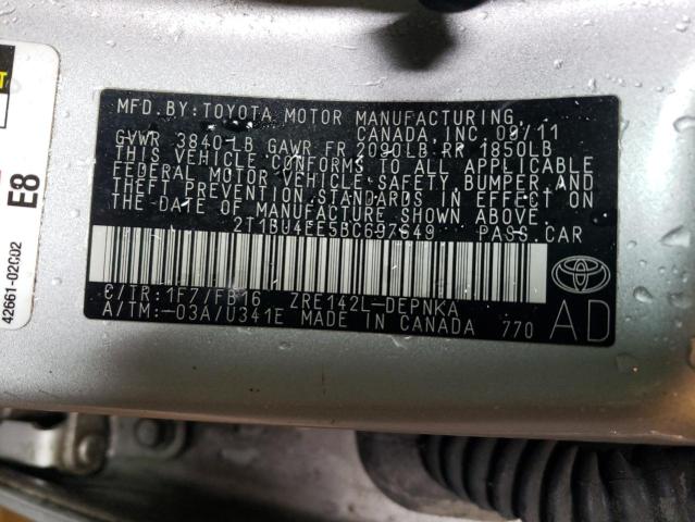 2011 Toyota Corolla Base VIN: 2T1BU4EE5BC697649 Lot: 56076414