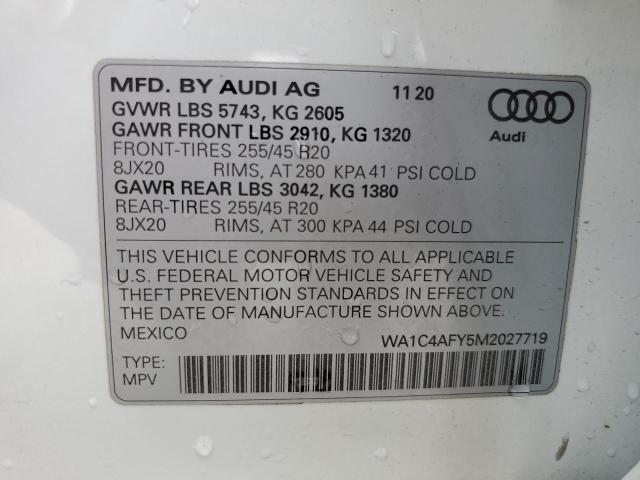 2021 AUDI SQ5 PRESTI WA1C4AFY5M2027719