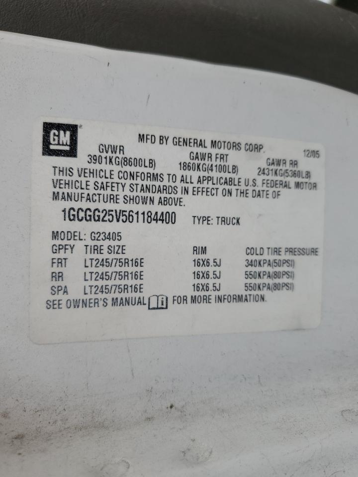 1GCGG25V561184400 2006 Chevrolet Express G2500