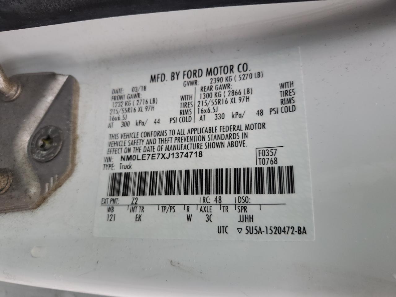 NM0LE7E7XJ1374718 2018 Ford Transit Connect Xl